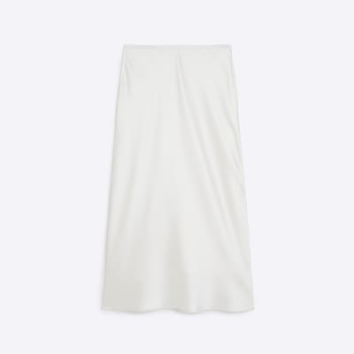Cream satin maxi skirt