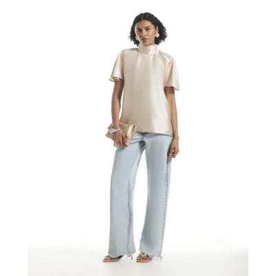 Satin Shoulder Pad Top