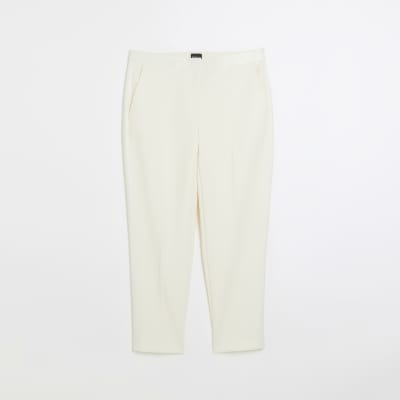 Cream Satin straight leg trousers
