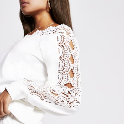 river island white lace bardot dress