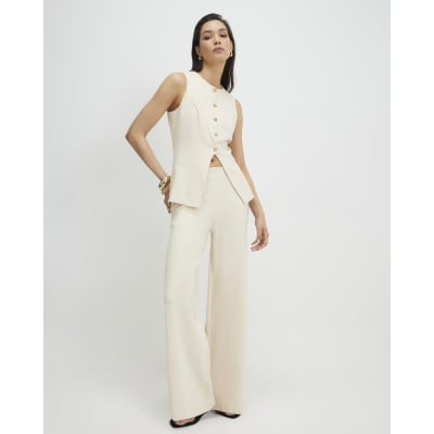 Cream Scallop Ponte Waistcoat