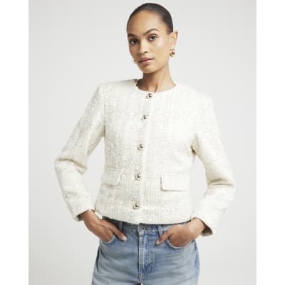 River island boucle jacket on sale