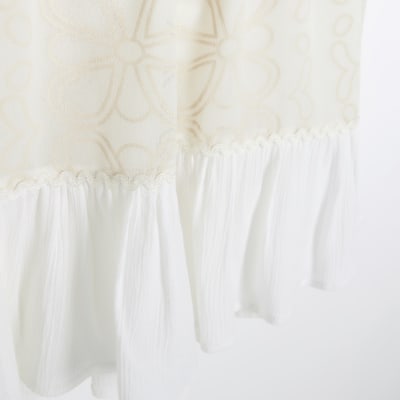 Cream shirred Embroidered beach shorts | River Island