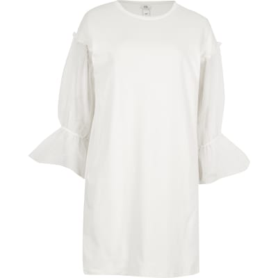 white mesh t shirt dress