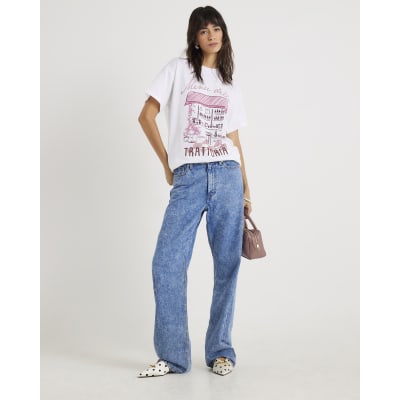 Cream Short Sleeve Restaurant Print T-shirt