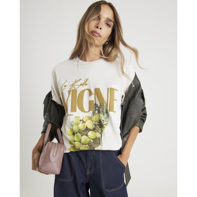 Cream Short Sleeve Vigne Grapes T-shirt