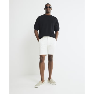 Cream Slim Fit Chino Shorts