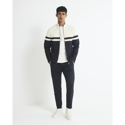 Cream Slim Fit Colour Block Shacket