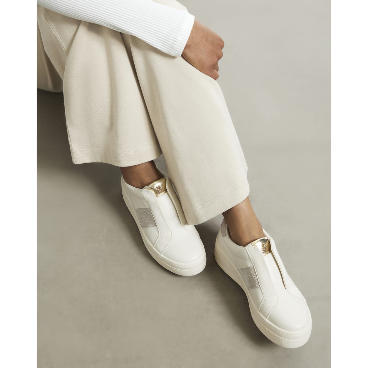 River Island Cream Slip On Wedge Trainers — photo 1 of 1