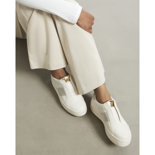 River Island Cream Slip On Wedge Trainers