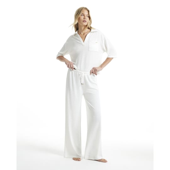 River Island Cream Slouchy Textured Polo Top Set