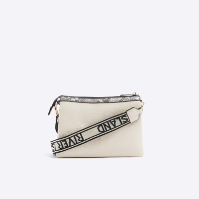 Cream snake print cross body bag | River Island