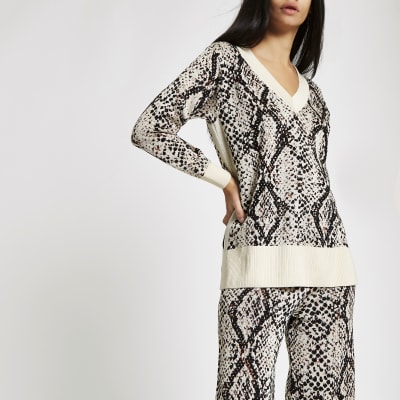 river island snake print playsuit