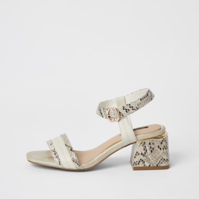 cream sandals low heel