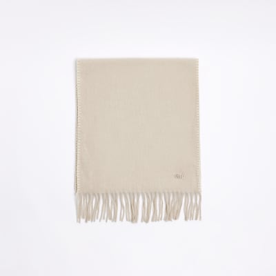 River Island geo monogram scarf in beige