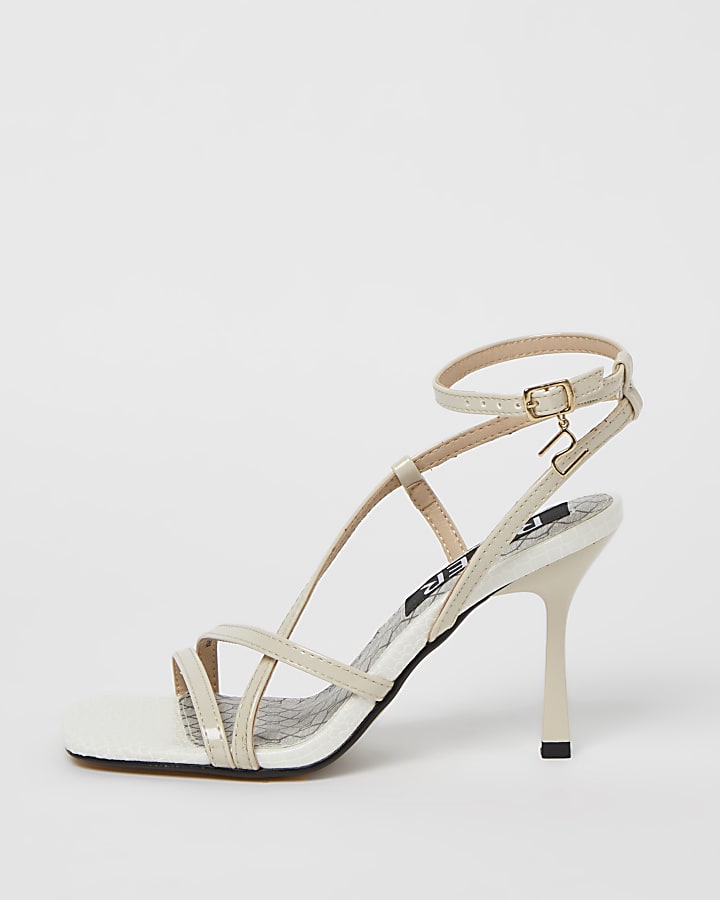 Cream strappy heeled sandals