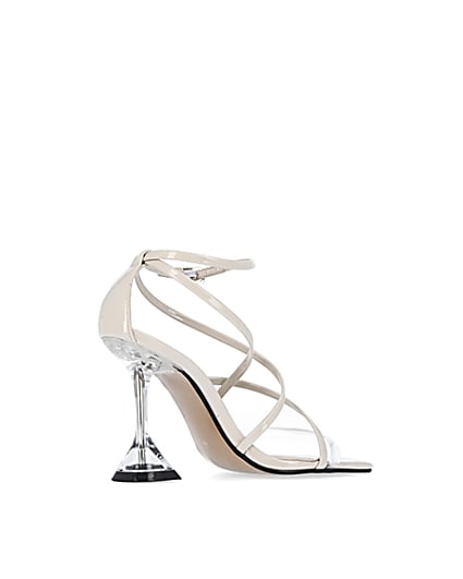360 degree animation of product Cream strappy perspex heels frame-13