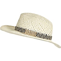 Cream straw fedora hat