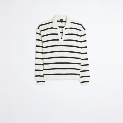 Cream stripe oversized long sleeve top River Island