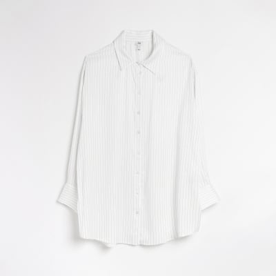Cream stripe oversized shirt | River Island