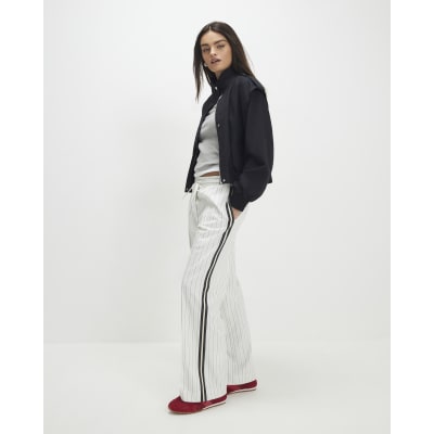 Cream Stripe Tailored Joggers