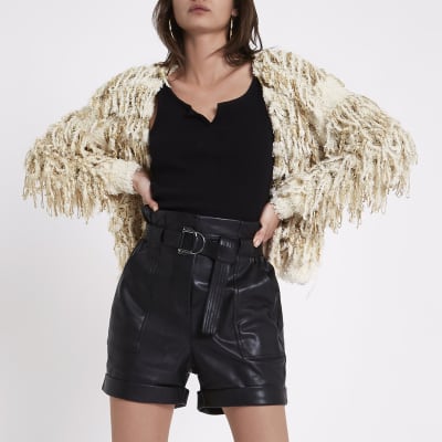 Cream stripe trophy knit cardigan