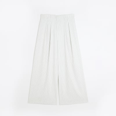 Cream striped wide leg trousers