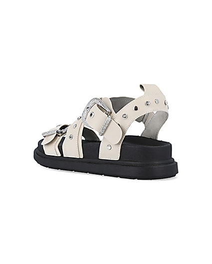 360 degree animation of product Cream studded buckle sandals frame-6