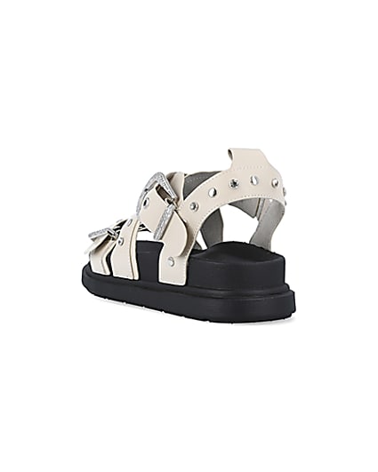 360 degree animation of product Cream studded buckle sandals frame-7