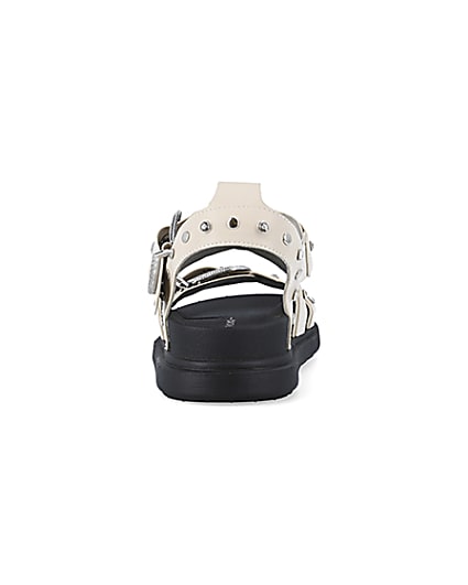 360 degree animation of product Cream studded buckle sandals frame-9