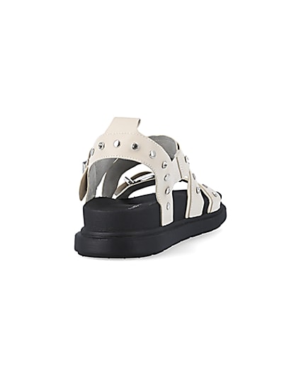 360 degree animation of product Cream studded buckle sandals frame-10