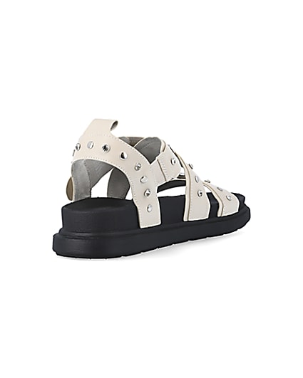 360 degree animation of product Cream studded buckle sandals frame-11