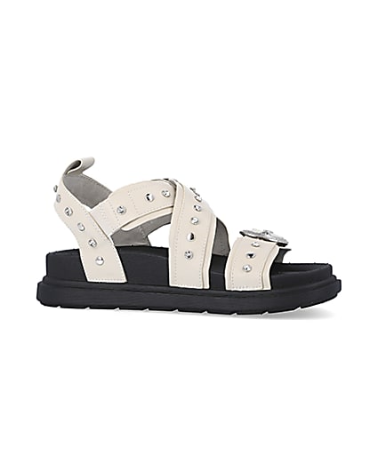 360 degree animation of product Cream studded buckle sandals frame-16