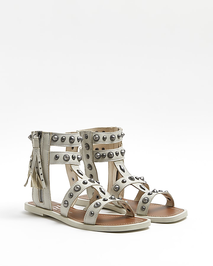 Cream studded gladiator sandals