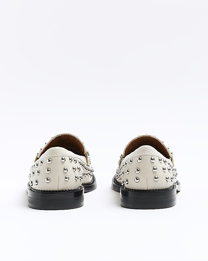 Cream studded loafers