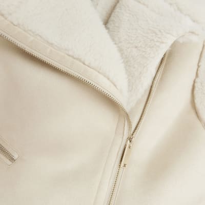 Cream suedette lining gilet River Island