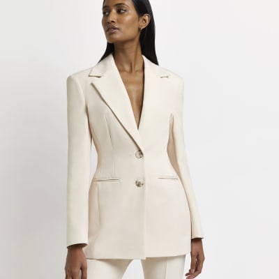 Cream tailored blazer | River Island