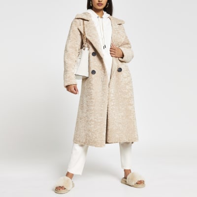 river island blue teddy bear coat