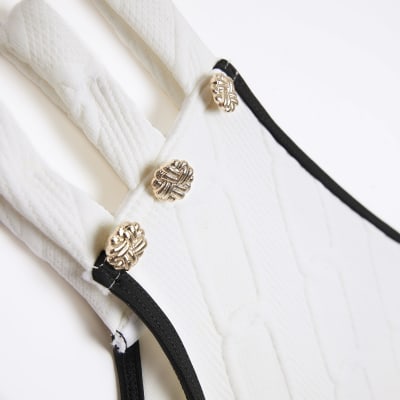Cream texture high waisted bikini bottoms