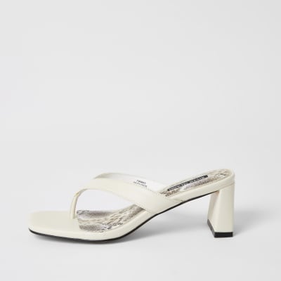 cream sandals block heel