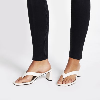 cream block heel sandals