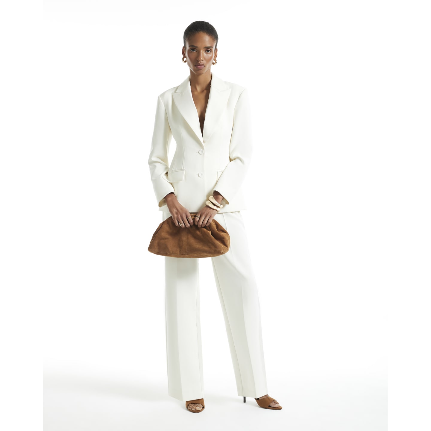 River Island Cream Tux Detail Slim Leg Trousers — photo 1 of 1