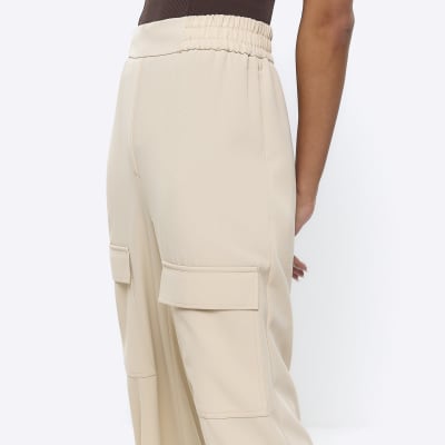 Cream utility cuffed cargo trousers River Island