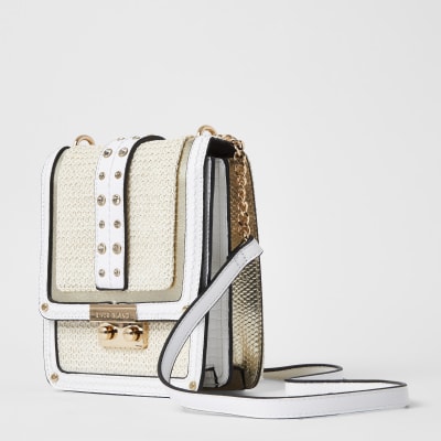 Cream vertical cross body handbag River Island