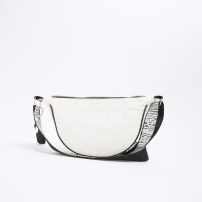 Cream webbing quilted cross body bag River Island