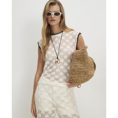Whipstitch Trim Crochet Tank Top