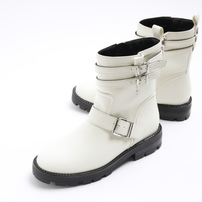 Womens wide fit hot sale biker boots