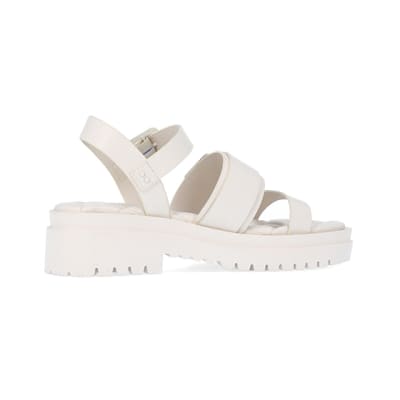 360 degree animation of product Cream wide fit buckle dad sandals frame-14