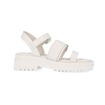 360 degree animation of product Cream wide fit buckle dad sandals frame-16