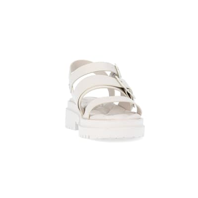 360 degree animation of product Cream wide fit buckle dad sandals frame-20